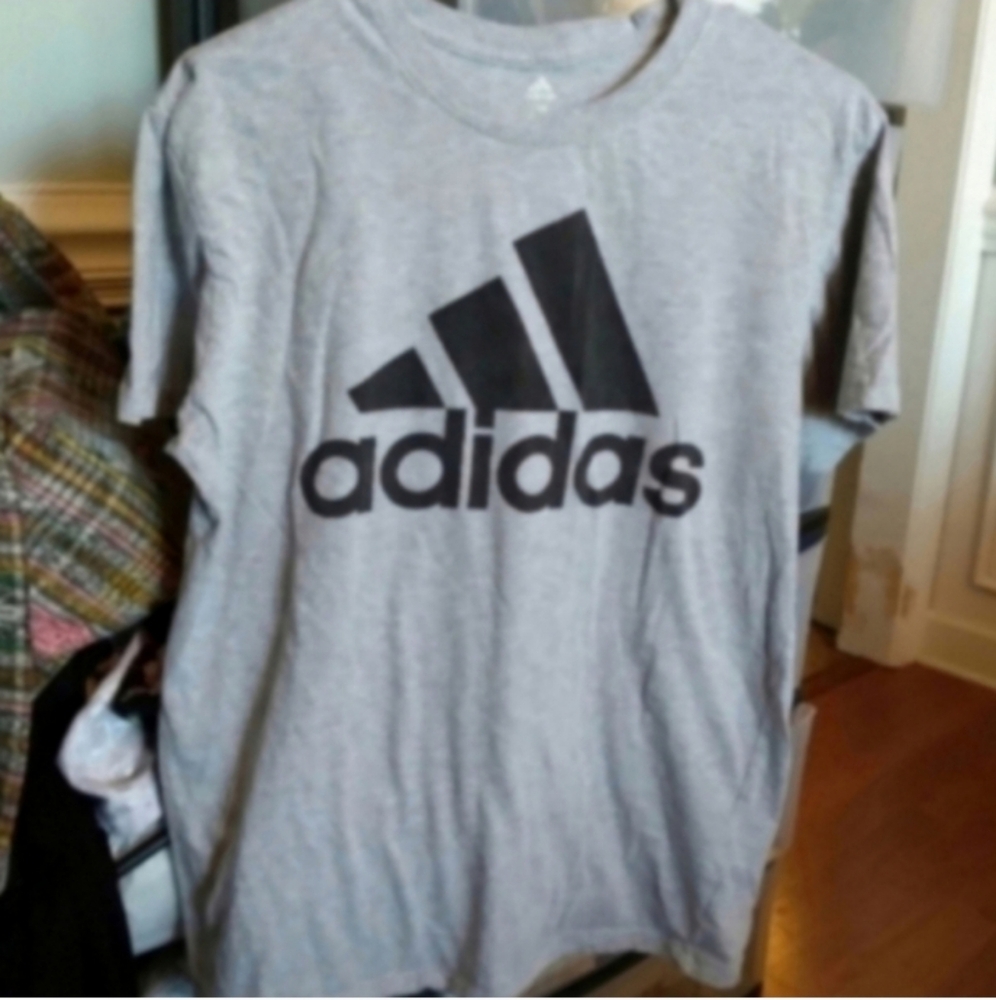 Adidas Gray Golf Tee Men's M Short Sleeve Adidas Spellout Front Casual Unisex